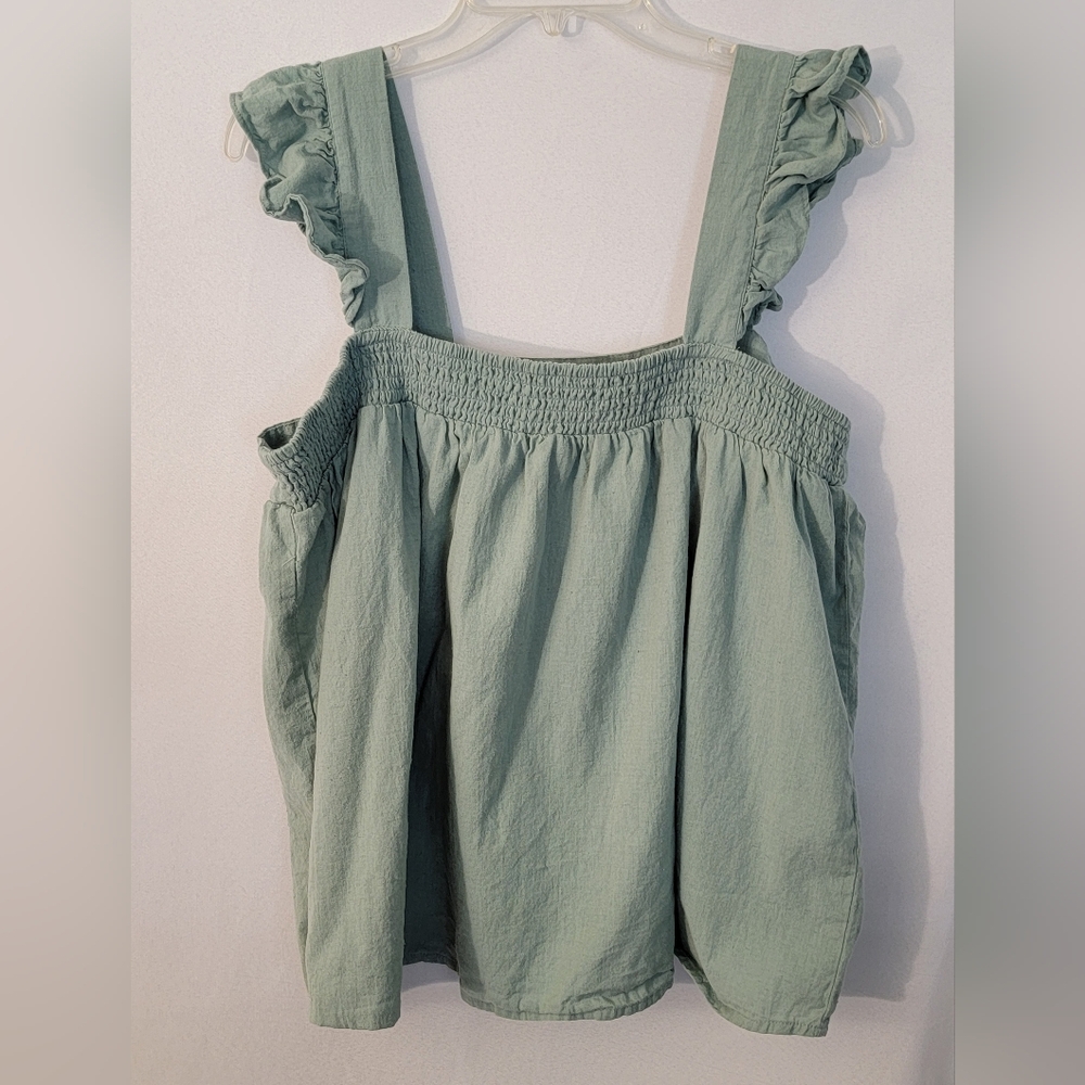 Grace + Karma Green Top with Ruffle Straps Size XL